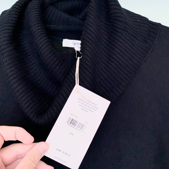 SPLENDID Black Cowl Neck Sweater Dress - Size M - Picture 6 of 11